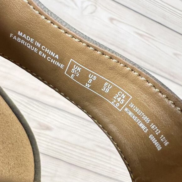 Clarks Reedly Juno Wedge Sandals Womens 8W Sage Nubuck Leather Triple Strap Shoe - Picture 11 of 15